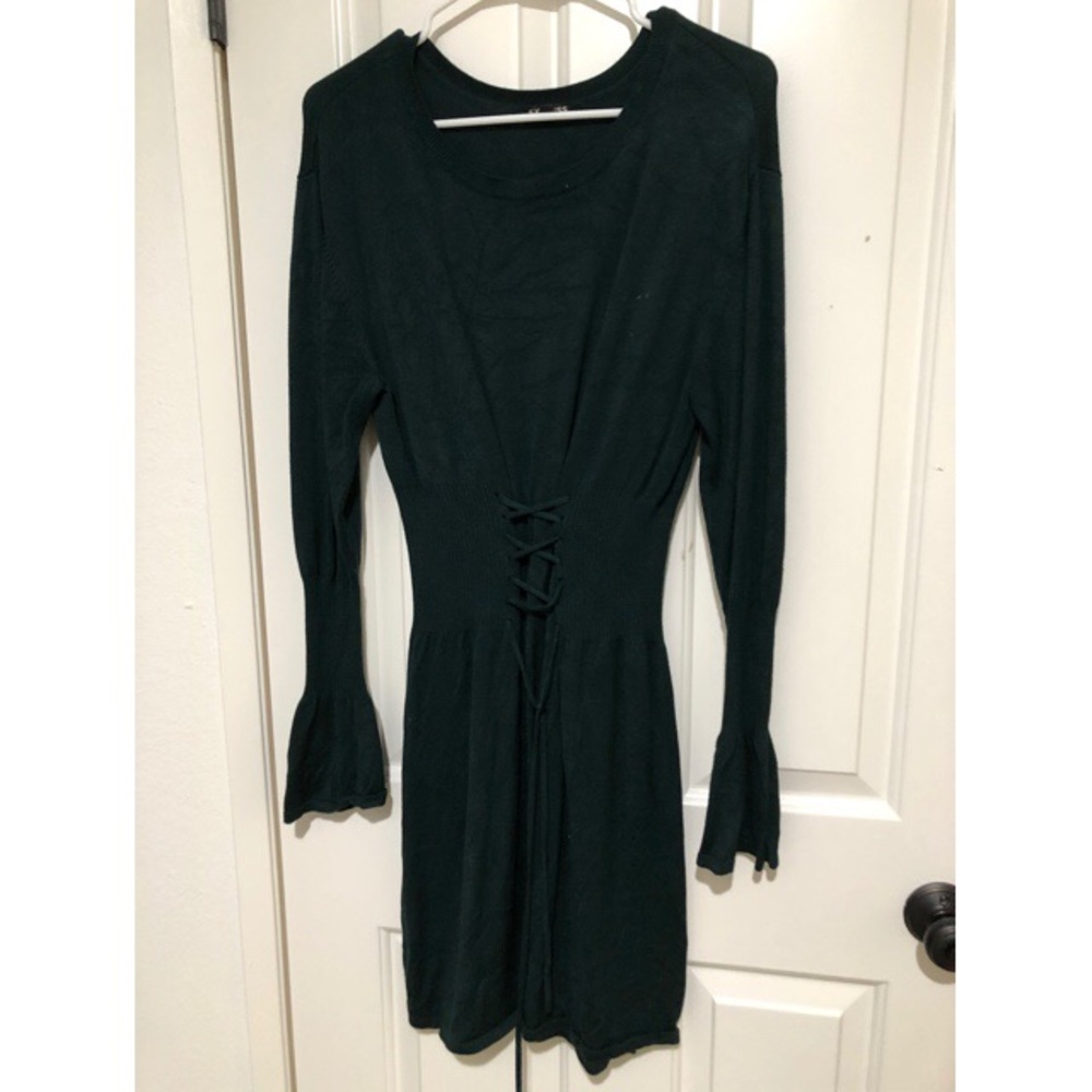 Express tie around sweater dress emerald